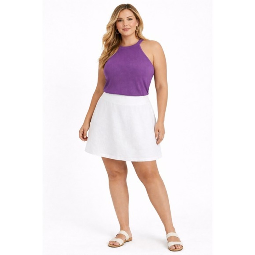 2/$30 NWT Zozo Mini Skirt Women Sz 24W White‎ Linen Blend Coastal Summer